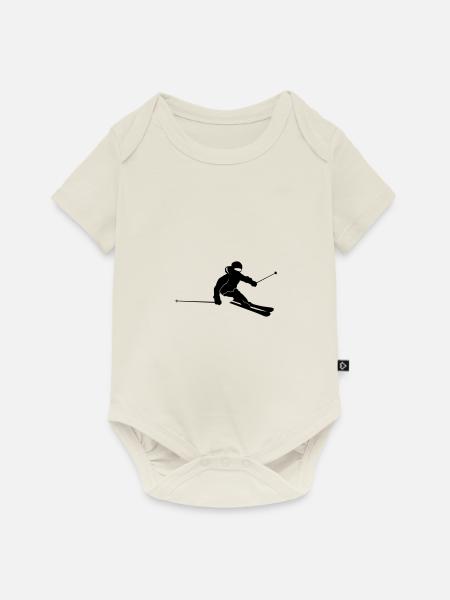 Winter - Skifahrer Carving - Baby Premium Kurzarmbody - Naturweiß