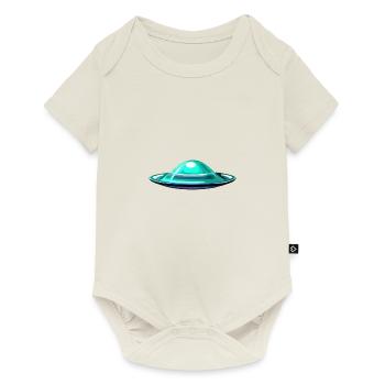 Alien in flying saucer - Baby Premium short-sleeve bodysuit - off white - Front