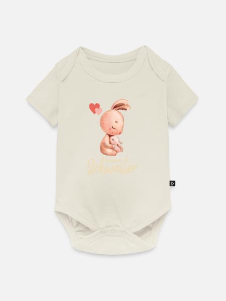 Hase Kleine Schwester - Baby Premium Kurzarmbody - Naturweiß
