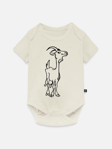 Ziegen Kitz - Baby Premium Kurzarmbody - Naturweiß