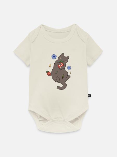 Herbstkatze #3 - Baby Premium Kurzarmbody - Naturweiß