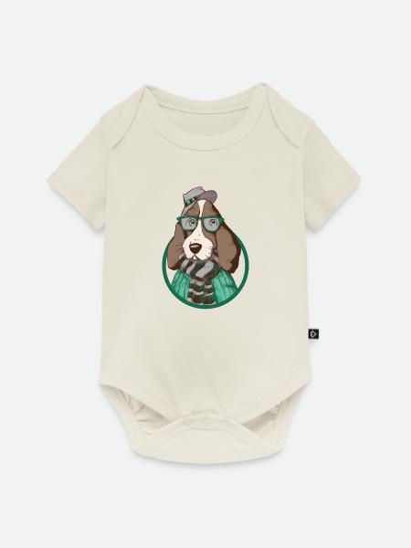 Hund mit HuT - Baby Premium Kurzarmbody - Naturweiß