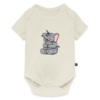 Licorne d'éléphant - Body à manches courtes Premium Bébé - blanc cassé - Devant