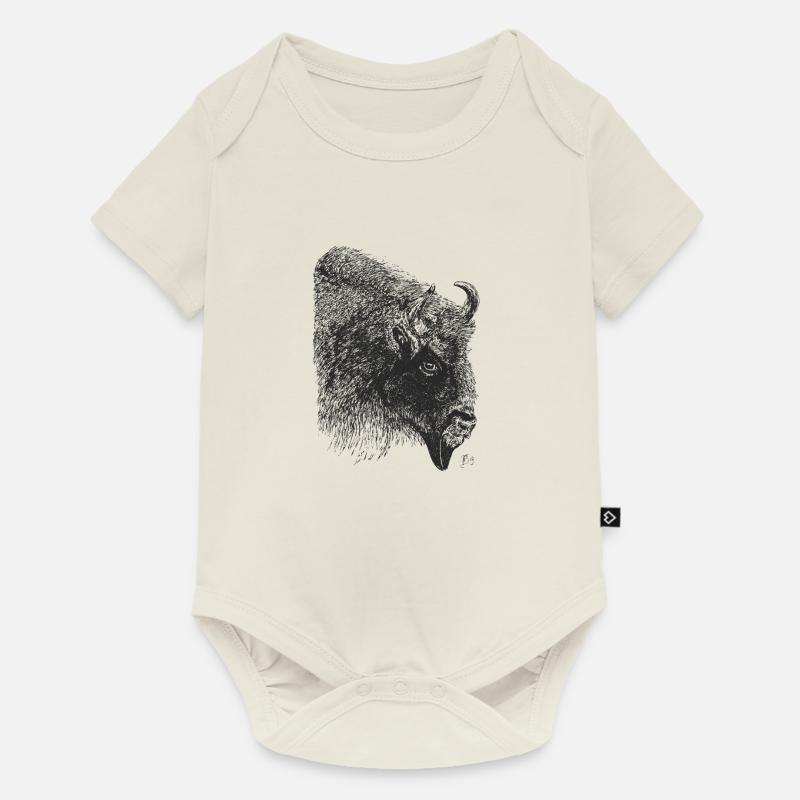 Bison - Baby Premium Kurzarmbody - Naturweiß