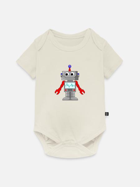 Roboter - Androide - Comic - Baby Premium Kurzarmbody - Naturweiß