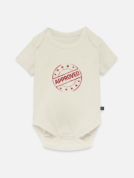 Approved / Geprüft - Baby Premium Kurzarmbody - Naturweiß