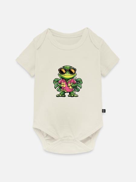 Chameleon Comic Urlaub - Baby Premium Kurzarmbody - Naturweiß