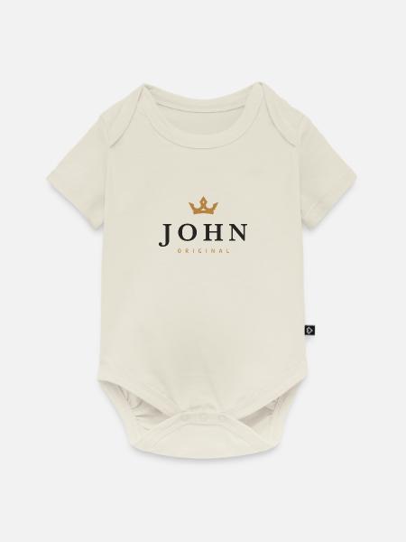 John Original Familienlogo - Baby Premium Kurzarmbody - Naturweiß