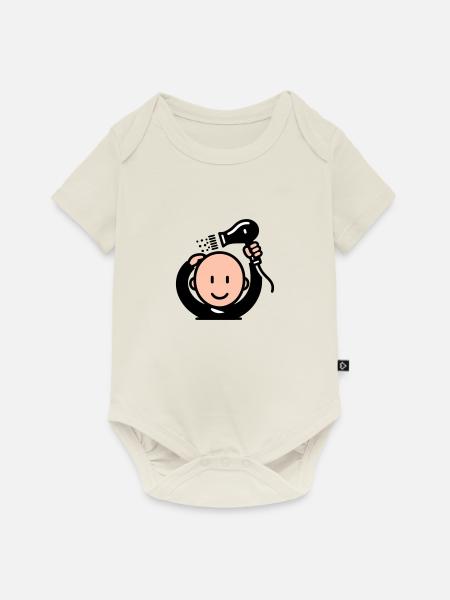 Glatze, die sich die Haare trocknet - Baby Premium Kurzarmbody - Naturweiß