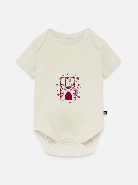 lustiger kleiner Tiger - Baby Premium Kurzarmbody - Naturweiß