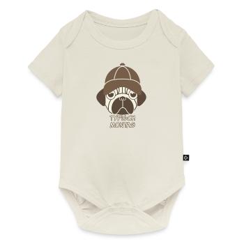 Montagblues mit Frenchie – Das Anti-Montag Design - Baby Premium Kurzarmbody - Naturweiß - Vorne