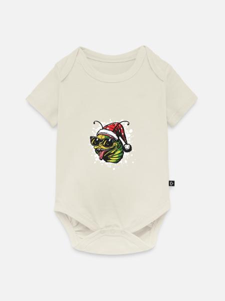 Wurm Weihnachten Lustig - Baby Premium Kurzarmbody - Naturweiß