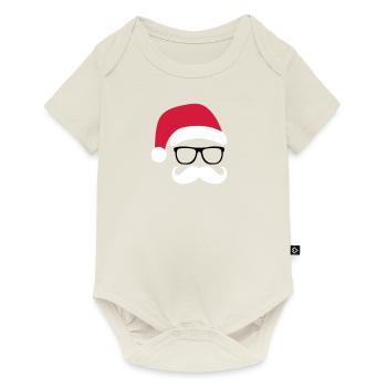 Funny Santa Claus with nerd glasses and mustache - Body à manches courtes Premium Bébé - blanc cassé - Devant