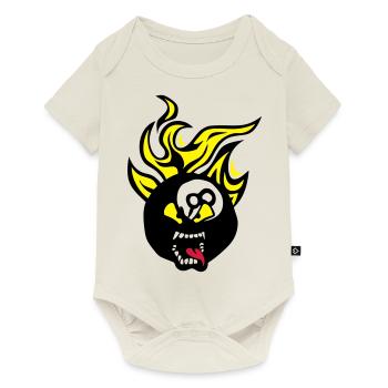 billiards cartoon face flame tongue fire - Baby Premium short-sleeve bodysuit - off white - Front