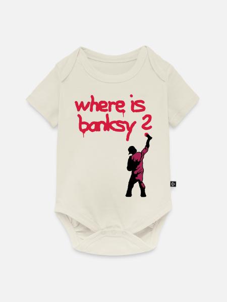 where is banksy - Baby Premium Kurzarmbody - Naturweiß