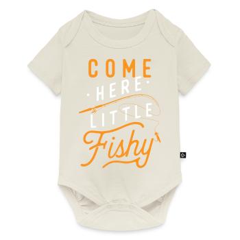Come Here little fishy - fly fishing angler - Baby Premium short-sleeve bodysuit - off white - Front