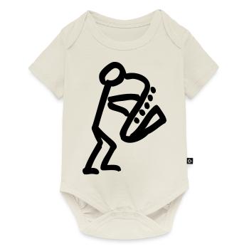 Musikant mit Saxophon - Baby Premium Kurzarmbody - Naturweiß - Vorne