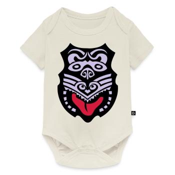 Māori mask tribal ethnic tattoo - Baby Premium short-sleeve bodysuit - off white - Front
