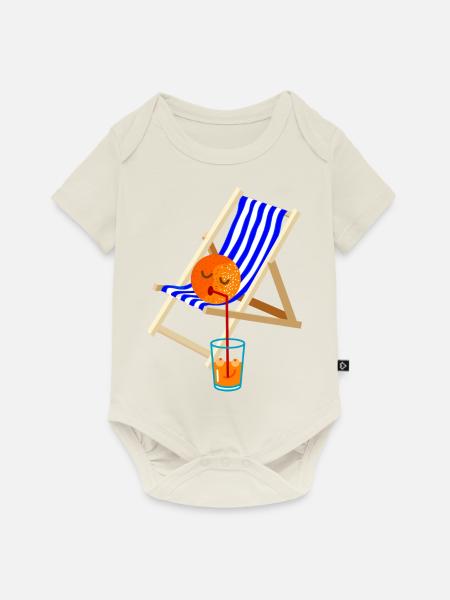 Orange im Liegestuhl - Baby Premium Kurzarmbody - Naturweiß