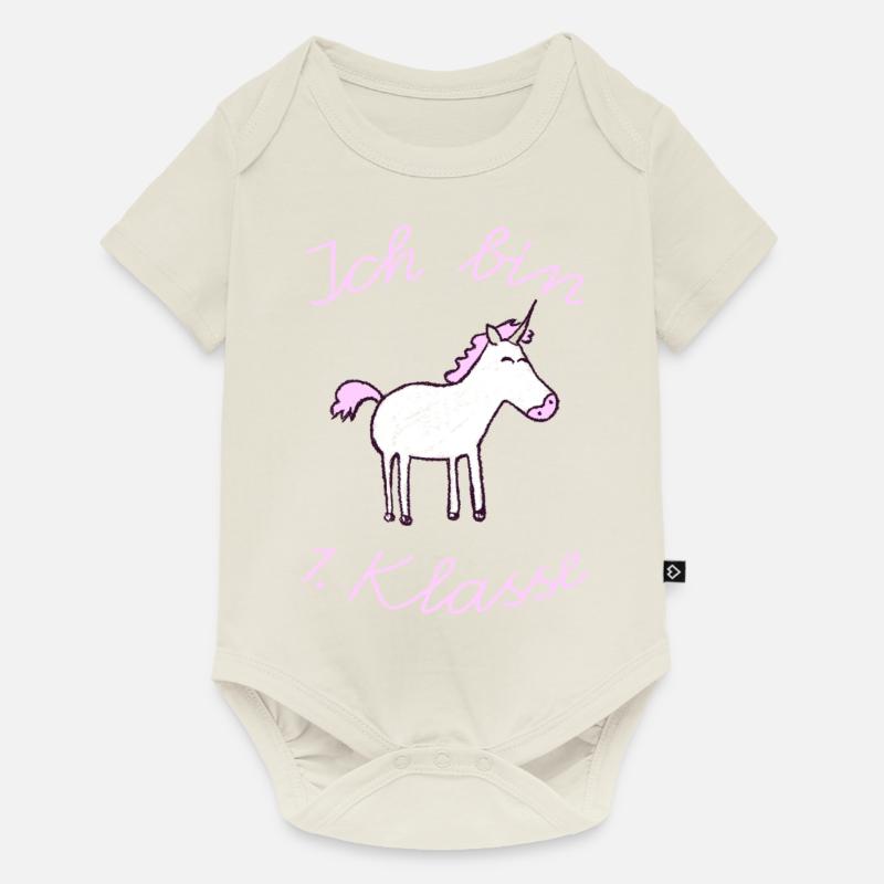 Einschulung_EInhorn_Ich Bin 1. Klasse - Baby Premium Kurzarmbody - Naturweiß