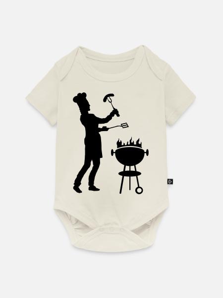 Freizeit - Mann Grill - Baby Premium Kurzarmbody - Naturweiß