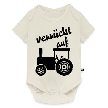 verrückt auf Traktor / Traktor - Baby Premium Kurzarmbody - Naturweiß - Vorne