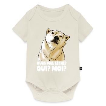 Ours mal léché (texte blanc) - Body à manches courtes Premium Bébé - blanc cassé - Devant