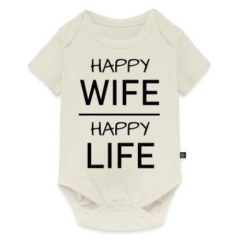 Femme heureuse - Body à manches courtes Premium Bébé - blanc cassé - Devant