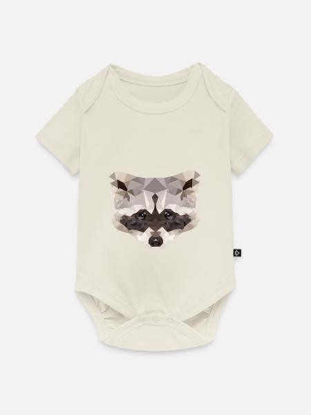 Waschbär Polygon - Baby Premium Kurzarmbody - Naturweiß