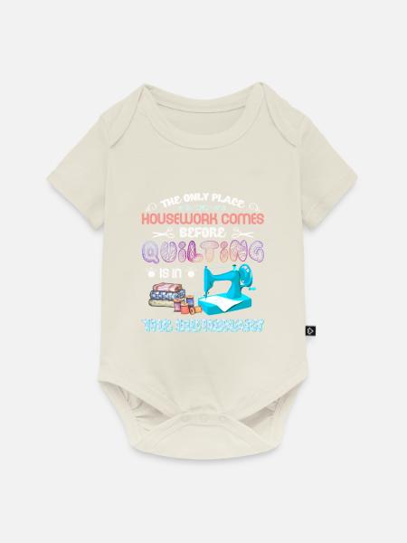 Quilting Design - Baby Premium Kurzarmbody - Naturweiß