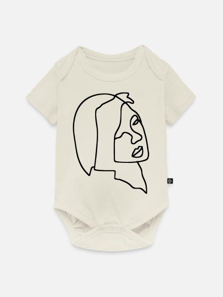 Frauen Linienkunst - Baby Premium Kurzarmbody - Naturweiß