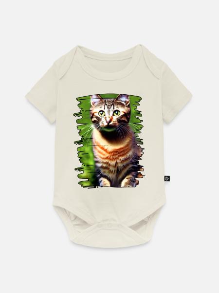 Katzengesicht 3 - Baby Premium Kurzarmbody - Naturweiß