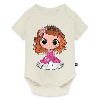 Red-haired princess with green eyes and a pink dress - Baby Premium short-sleeve bodysuit - off white - Front