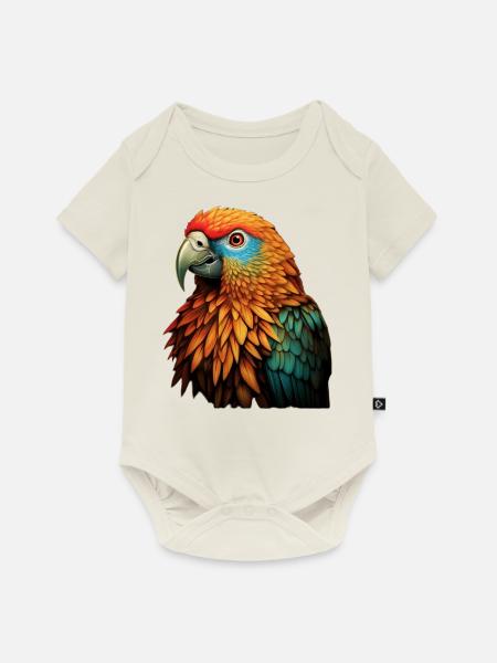 Bunter Papagei - Baby Premium Kurzarmbody - Naturweiß