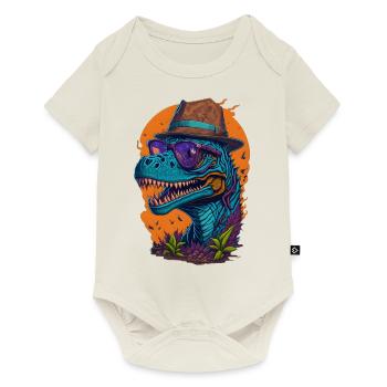 Dinosaur with hat and glasses Funny Fashionable - Baby Premium short-sleeve bodysuit - off white - Front