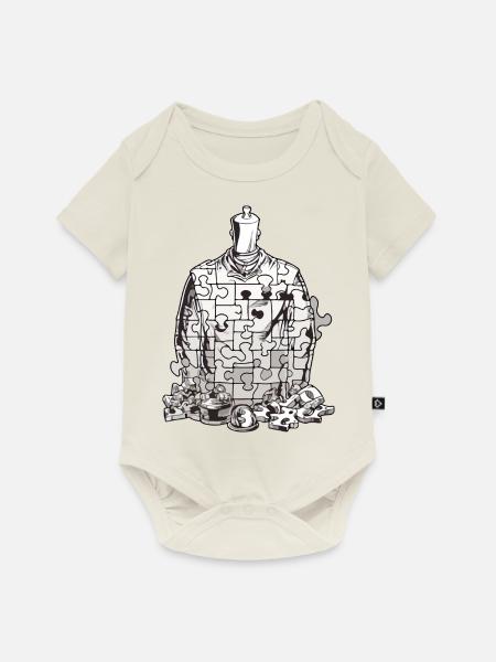 Puzzle ziehen - Baby Premium Kurzarmbody - Naturweiß