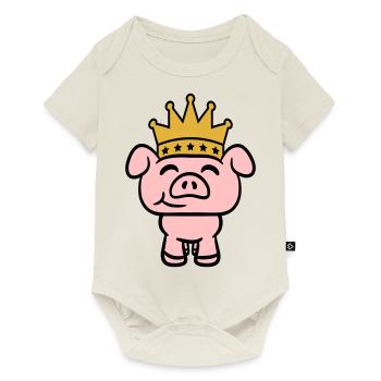 Pig King Queen Crown Prince Princess - Baby Premium short-sleeve bodysuit - off white - Front