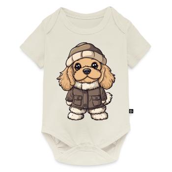 Cocker Spaniel Chien Hiver - Body à manches courtes Premium Bébé - blanc cassé - Devant