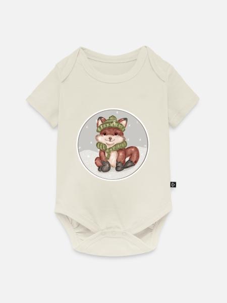 Winter Fuchs - Baby Premium Kurzarmbody - Naturweiß