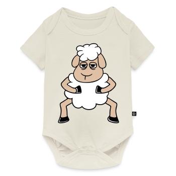 sheep tired bored look sheep stands cute - Baby Premium short-sleeve bodysuit - off white - Front