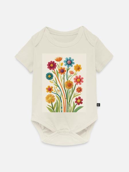 Blüten der Handarbeit - Baby Premium Kurzarmbody - Naturweiß