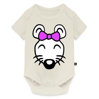 Mouse Woman Pretty Bow Girl Little Rat Cute - Baby Premium short-sleeve bodysuit - off white - Front