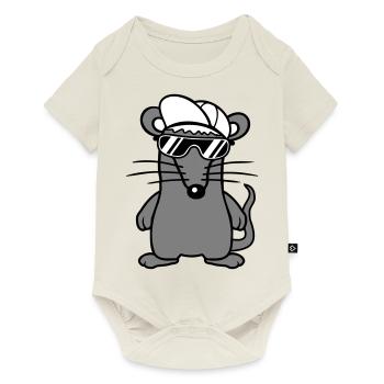 Maus Sonnenbrille Cool Cappy Mütze Hut Teenager - Baby Premium Kurzarmbody - Naturweiß - Vorne