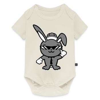 Lunettes de soleil lapin Cappy cravate Cool Hat Comic - Body à manches courtes Premium Bébé - blanc cassé - Devant