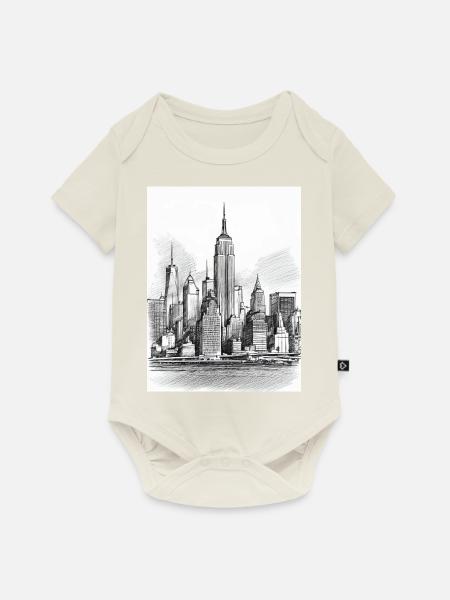 Skyline Handzeichnung - Baby Premium Kurzarmbody - Naturweiß