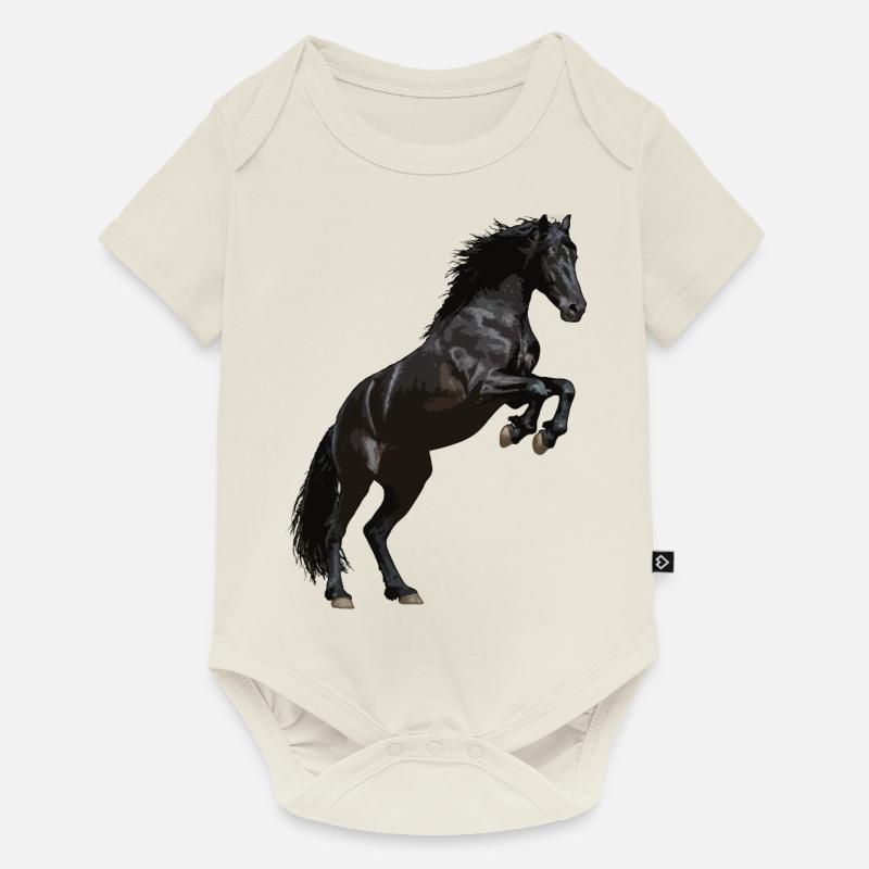 Cheval frison cabré - Body à manches courtes Premium Bébé - blanc cassé