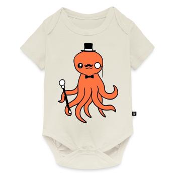 Kraken Mr. Sir Zylinder Hut Monokel Brille reich - Baby Premium Kurzarmbody - Naturweiß - Vorne