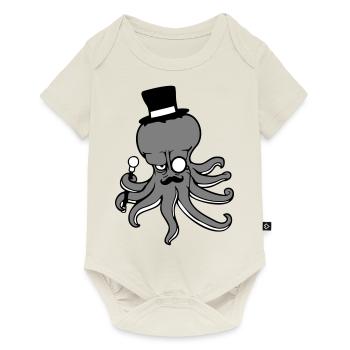 Kraken Mr. Sir Chapeau haut de forme Monocle Lunettes Empire - Body à manches courtes Premium Bébé - blanc cassé - Devant