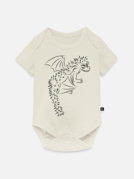 Nuri der kleine Drache, schwarz - Baby Premium Kurzarmbody - Naturweiß
