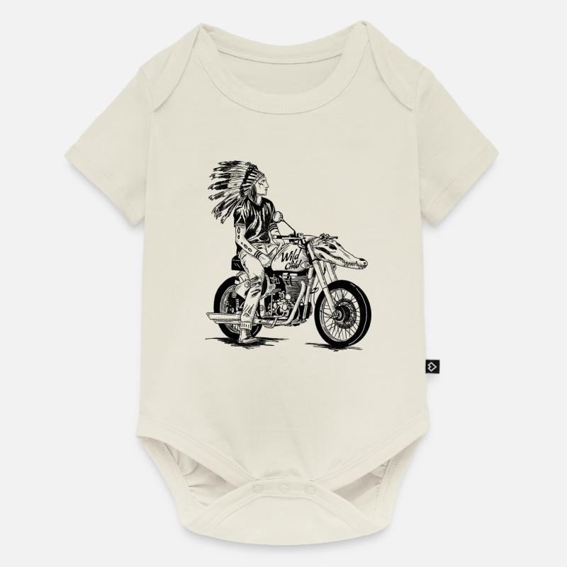Chopper Indian Badass Design - Body à manches courtes Premium Bébé - blanc cassé